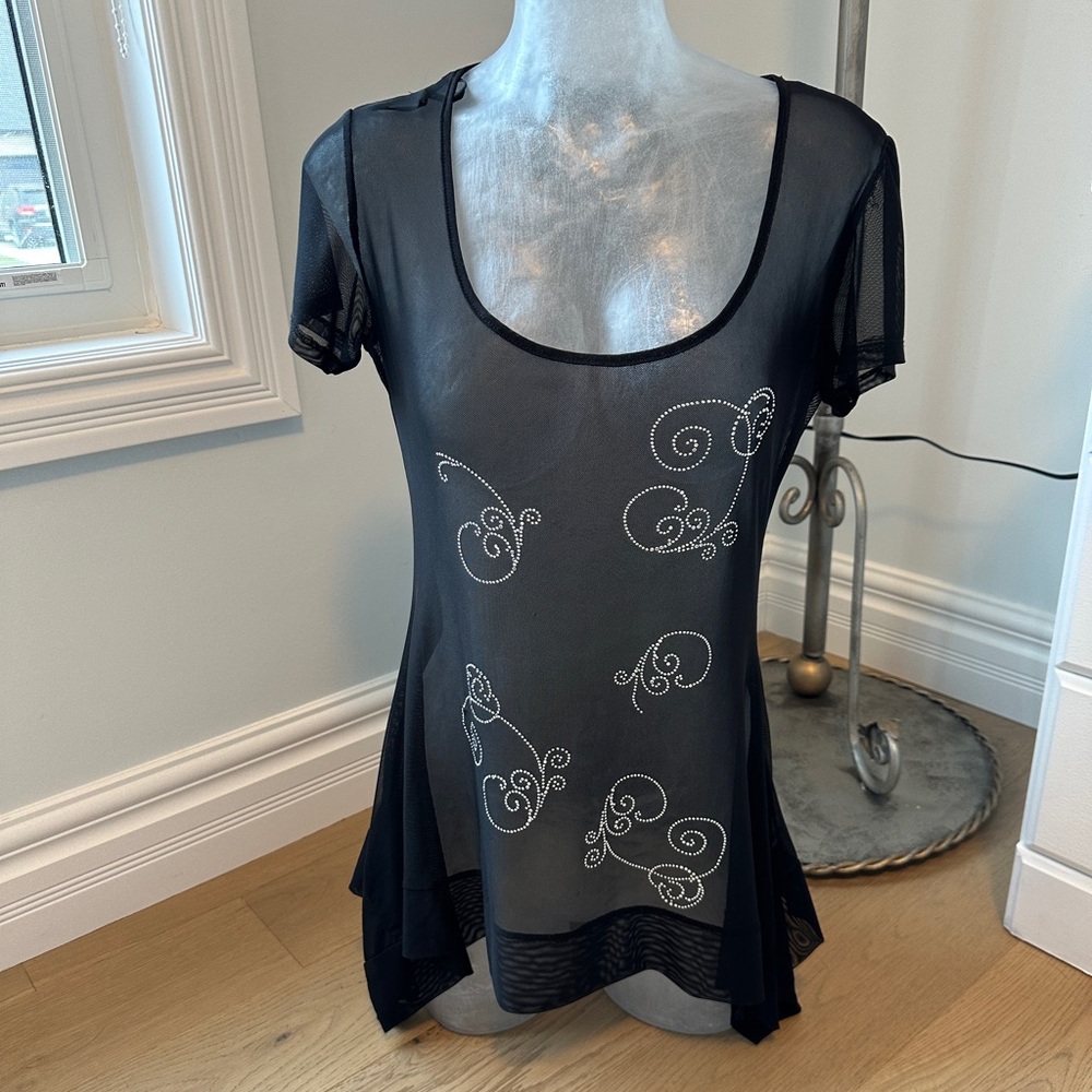 *2 FOR $20* Sheer Mesh Top with Crystal Embellishments